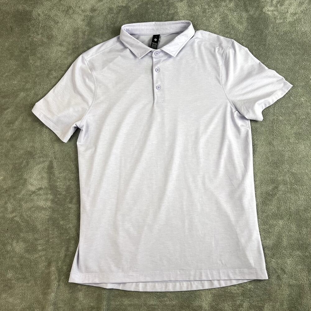 Lululemon Evoution Short Sleeved Polo Shirt Mens L‎ Lavendar Performance